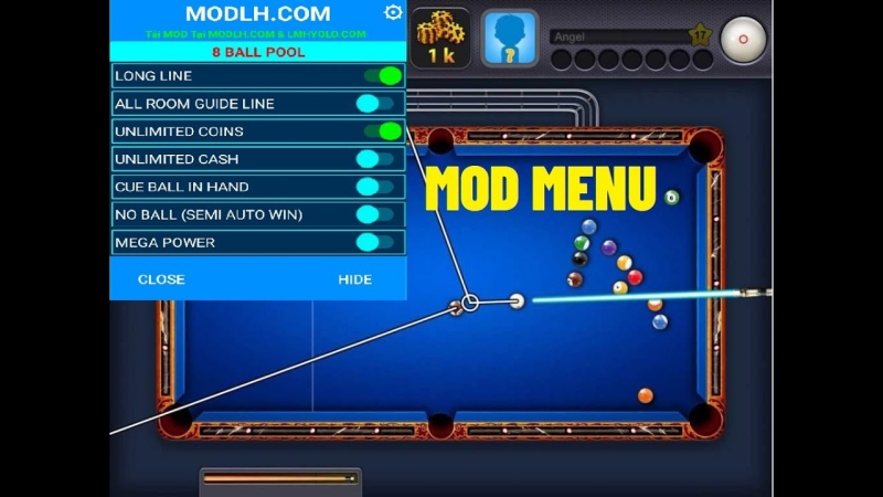 Tính năng Menu Mod Trong Hack 8 Ball Pool Hack 8 Ball Pool