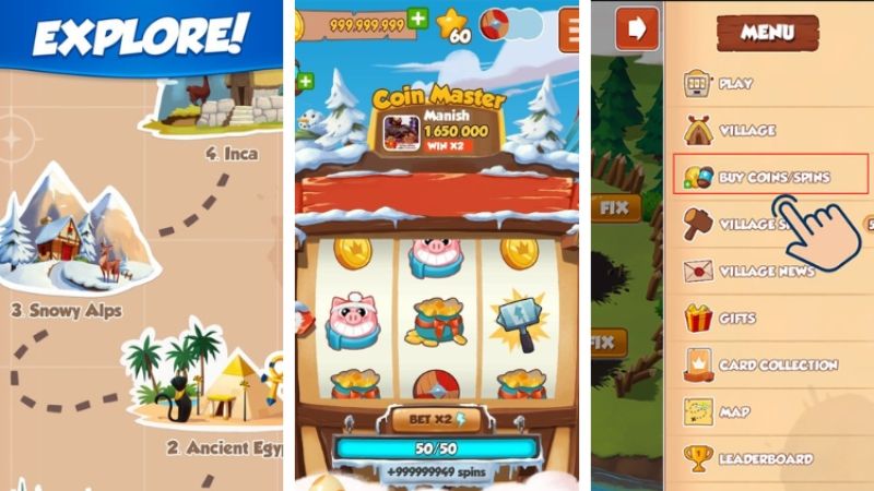 Quay vòng may mắn nhận tiền và vật phẩm trong Coin Master MOD