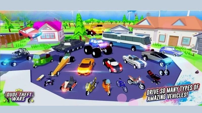 Hệ Thống Vũ Khí Và Phương Tiện Đa Dạng Trong Dude Theft Wars Theartpics Mod APK
